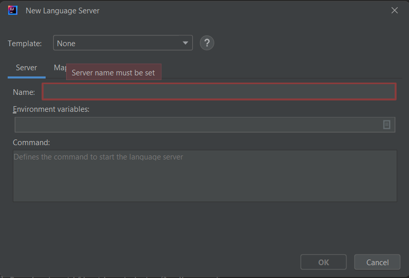 New Language Server Dialog